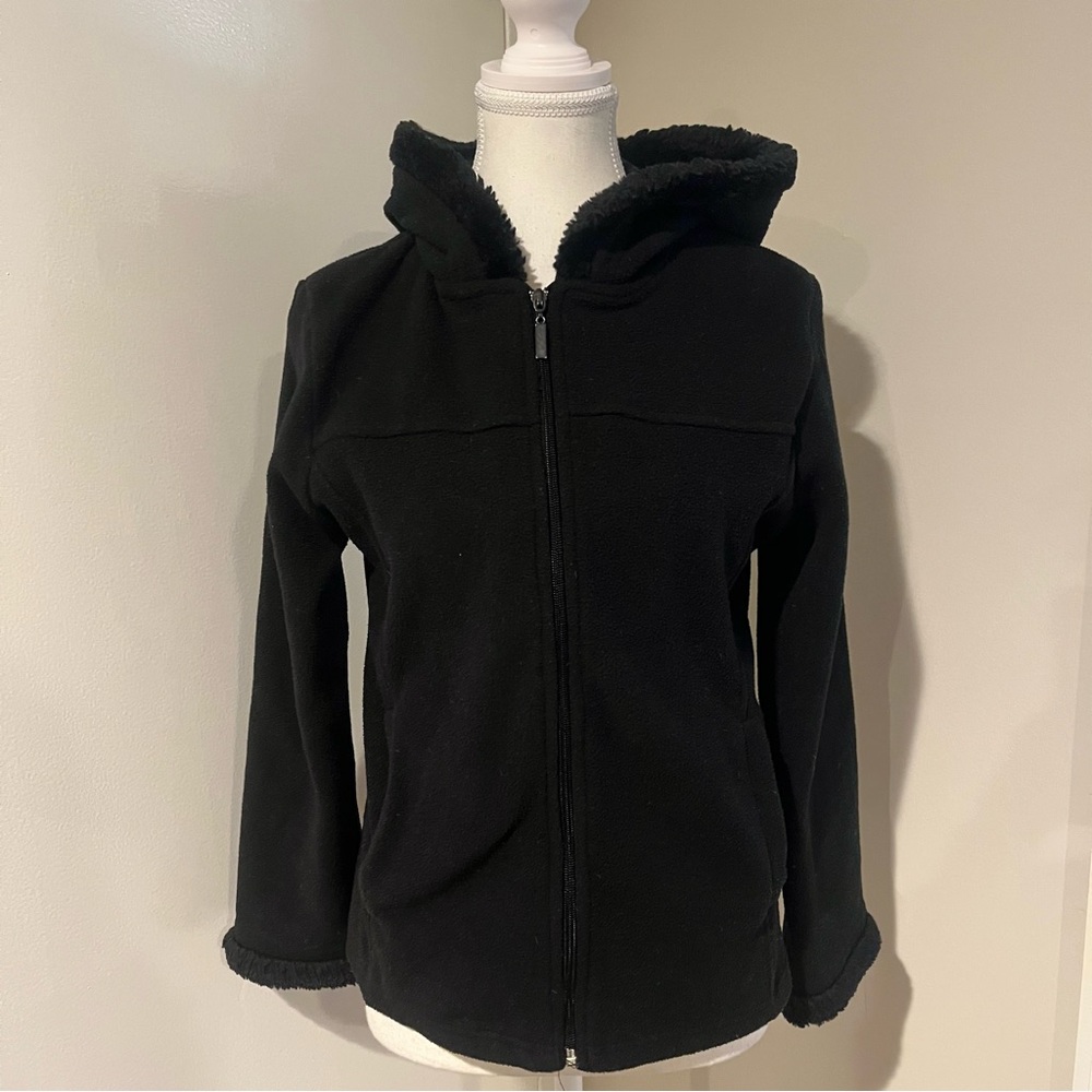 Carolyn Taylor Black Fur Trim Sweater